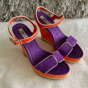 Jennifer Lopez Purple/Orange Wedge Heels Size 6